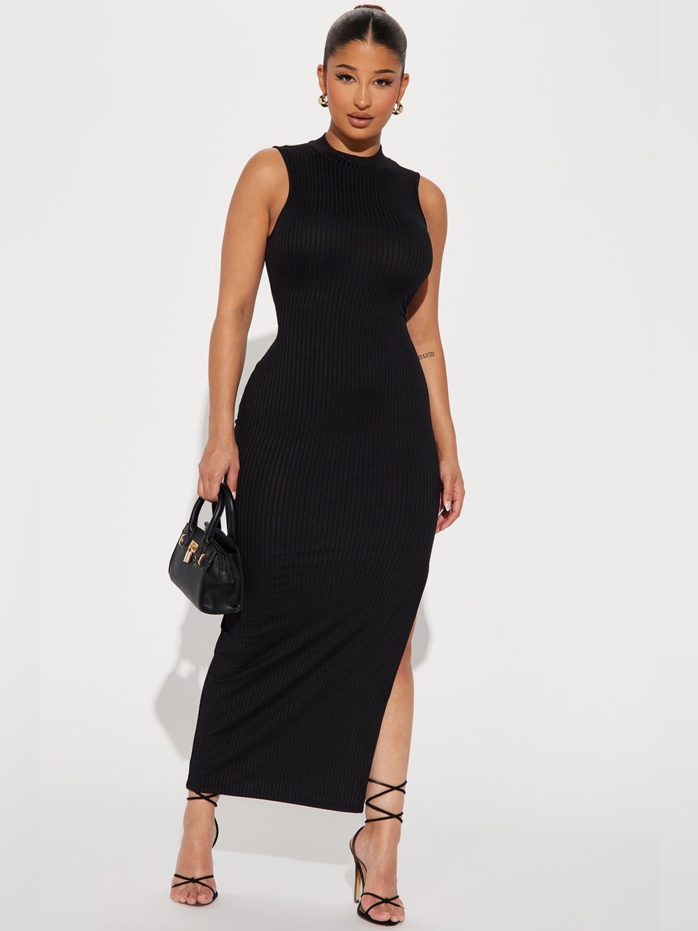 Fashion Nova Black Ribbed Dress